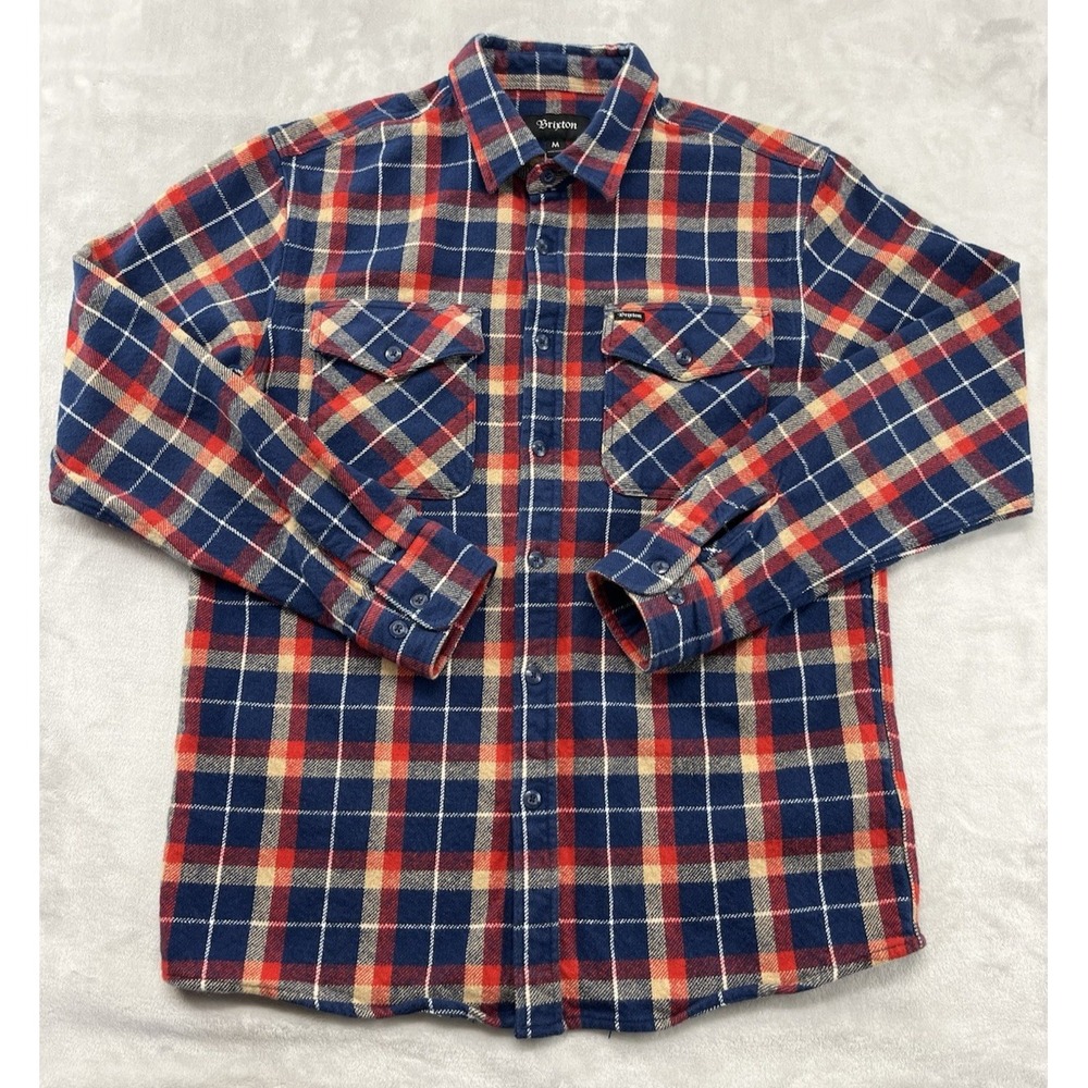 Brixton Flannel Shirt Men Medium Multicolor Heavyweight Two Chest Pocket Outdoor